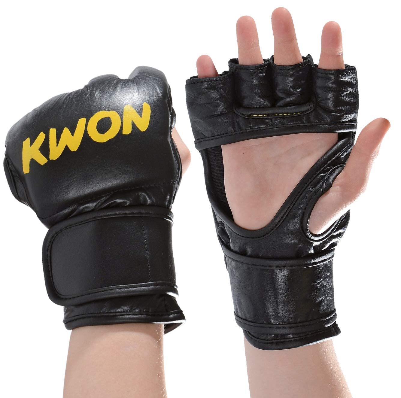 Kwon MMA Handschuhe Leder Rindsleder schwarz Sport & Freizeit