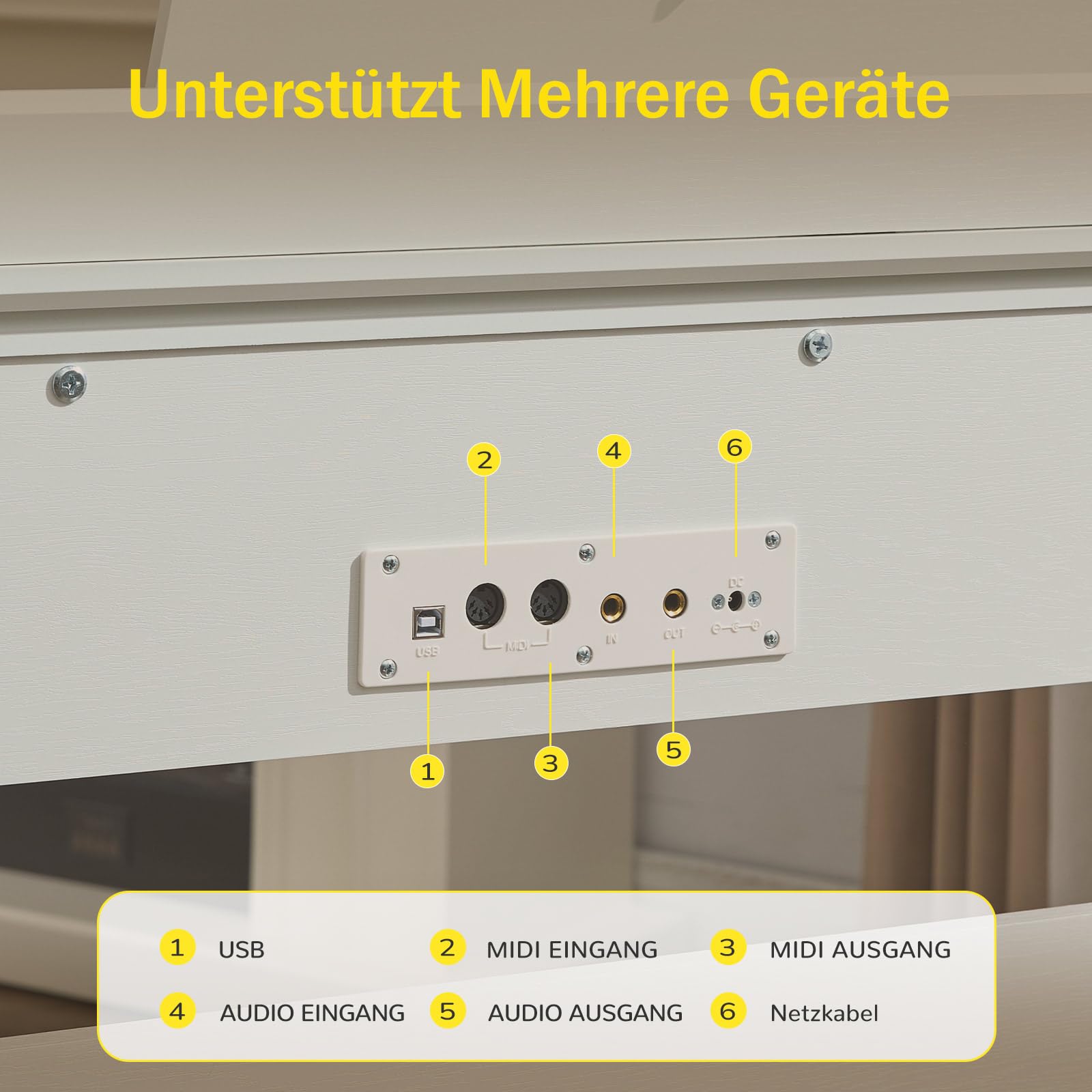 MUSTAR Piano électronique 88 touches avec mécanisme à marteaux, piano numérique, piano électronique avec 3 pédales, double système de contrôle, USB/MIDI, classique professionnel (Blanc)