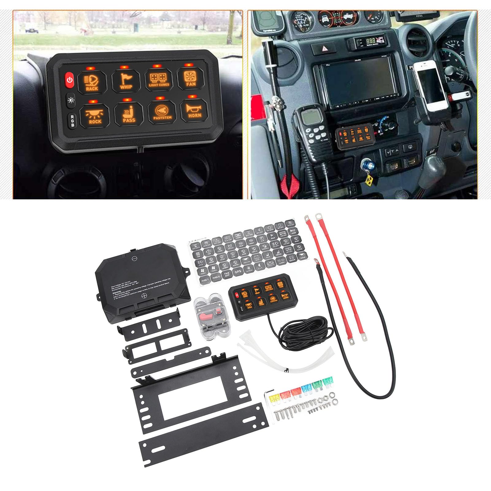 Panel Przełączników 8-punktowych ze Sterowaniem światłem RGB do Samochodów Ciężarowych, łodzi, ATV, UTV, SUV i Elektronicznego Systemu Przekaźników