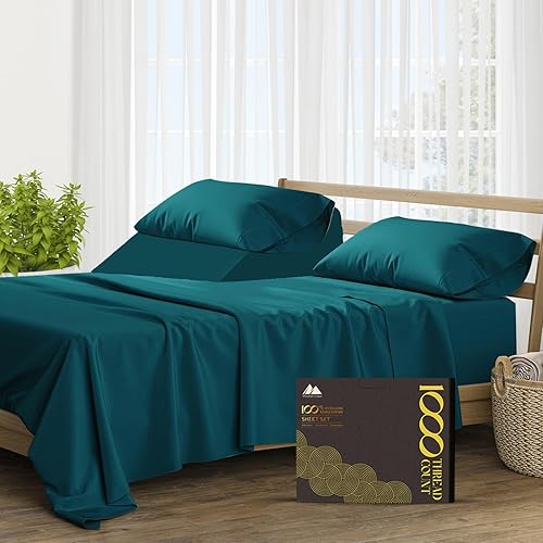 Mayfair Linen Juego de sábanas de 100% algodón egipcio, 1000 hilos (verde azulado, Split King) disponible en Yaxa Colombia