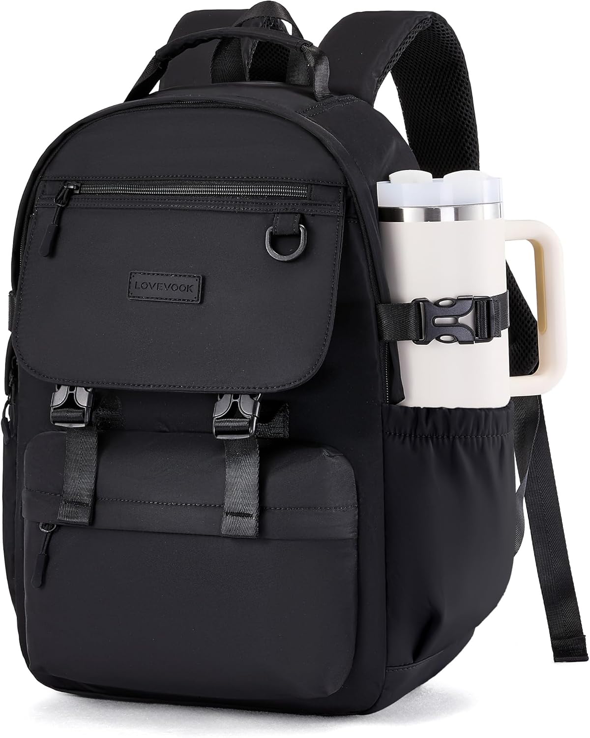 LOVEVOOK School Backpack for Girls with Large Tumbler Holder Pockets, Student Cute Bookbag 15.6 inch Laptop Daypack for Middle School Teen, Waterproof College Travel Bag for Women