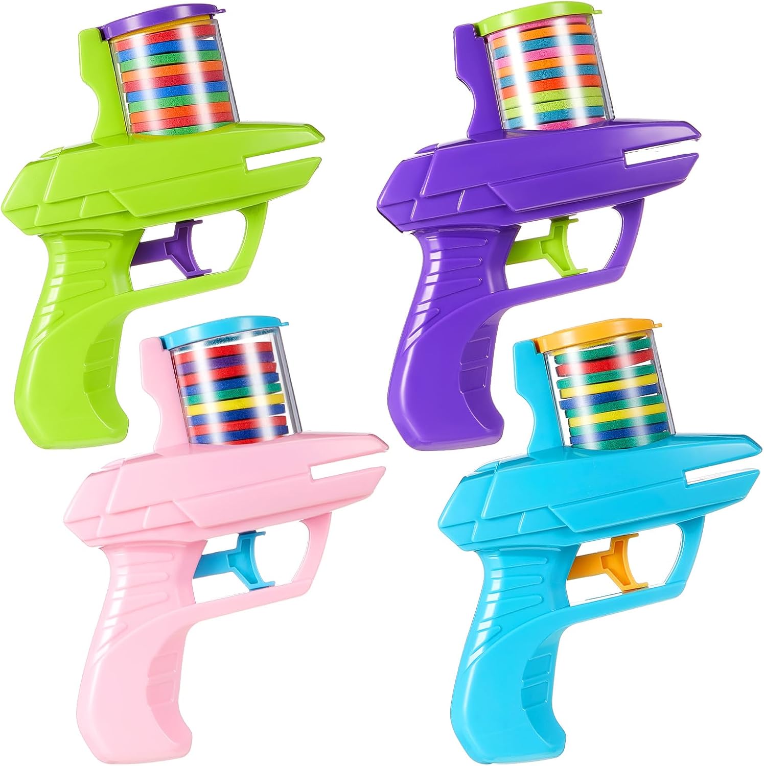 Sumind 8 Pcs Foam Disc Shooter Disc Launcher Zip Shot Shooter Blasters for Birthday Gifts Family Gatherings Games Outside Yard Activities (Multicolor)