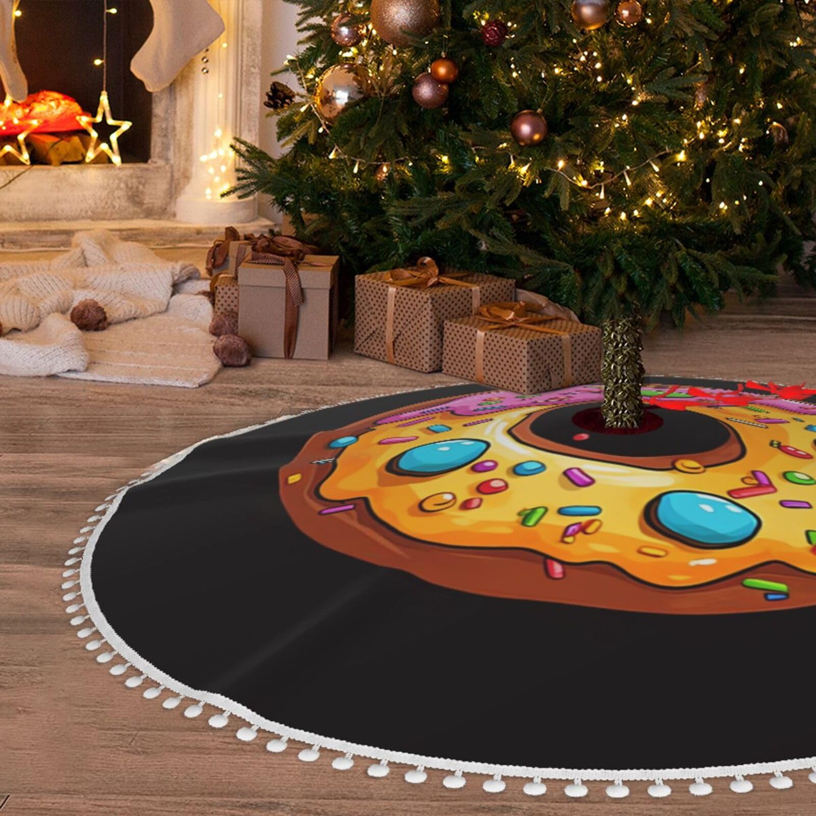 Jupe de sapin de Noël peluche blanche tapis de sapin grand format fête