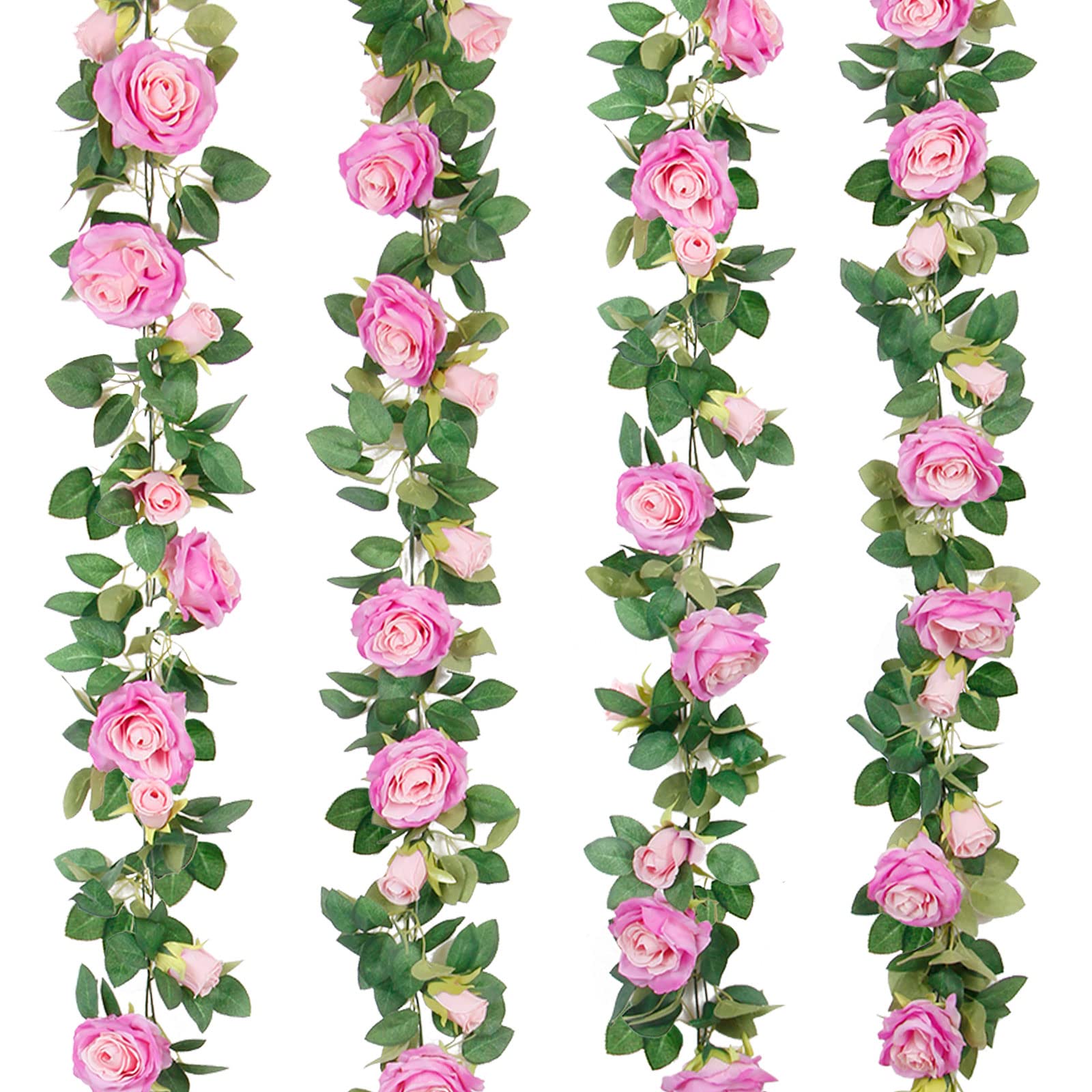 TELDRASSIL 4Pcs(26 FT) Artificial Rose Vine Fake Flower