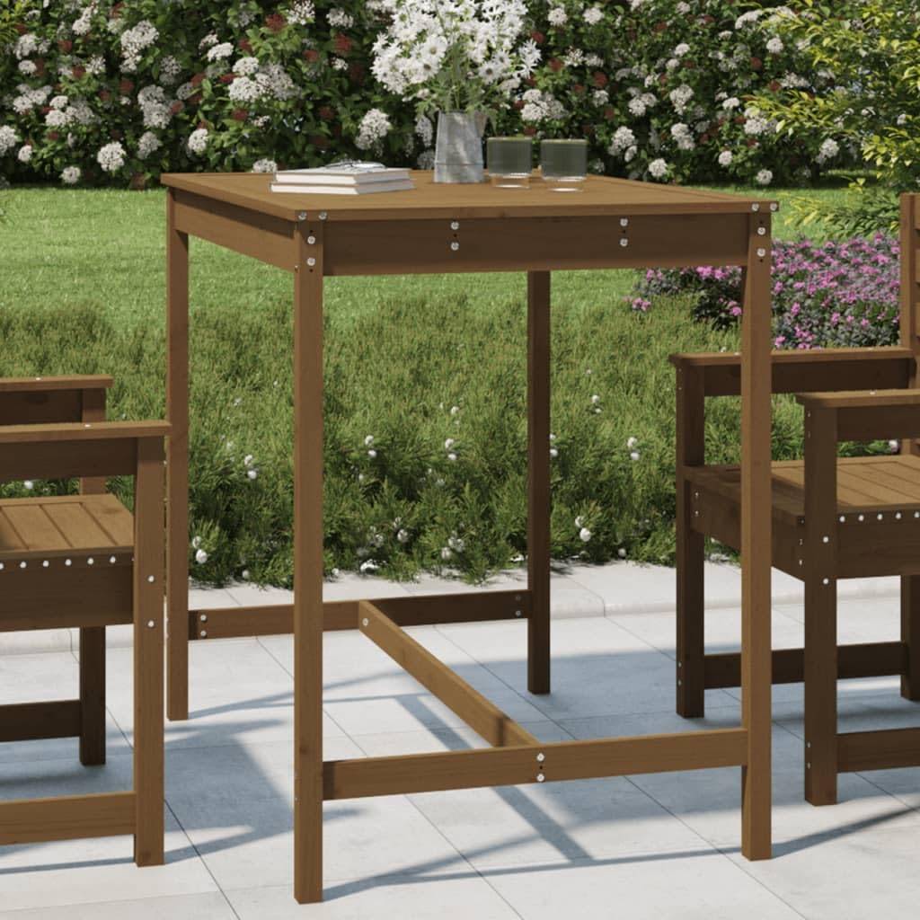 SXZenSpace Pine Garden Coffee Table Outdoor Solid Wood Honey Brown 121 x 82.5 110 cm Rustic Bistro Patio Dining Furniture for Balcony Terrace