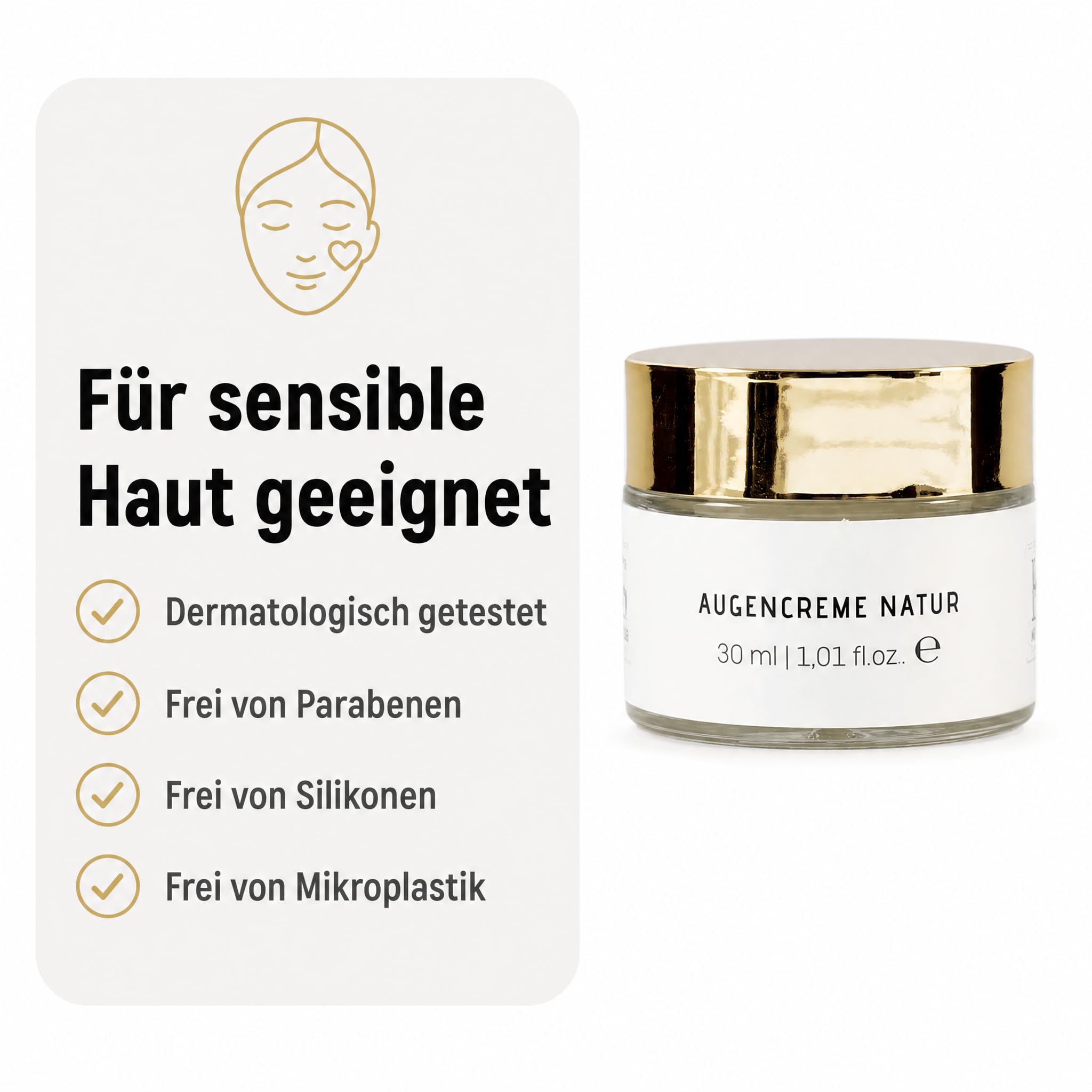 KS Beauty Augencreme Natur mit Aloe Vera & Arganöl, 30 ml | Kornblumenextrakt, Glycerin, Vitamin E