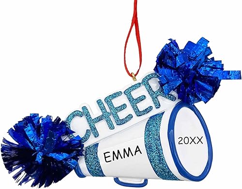 Adorno navideño personalizado de animadora y banda (azul)