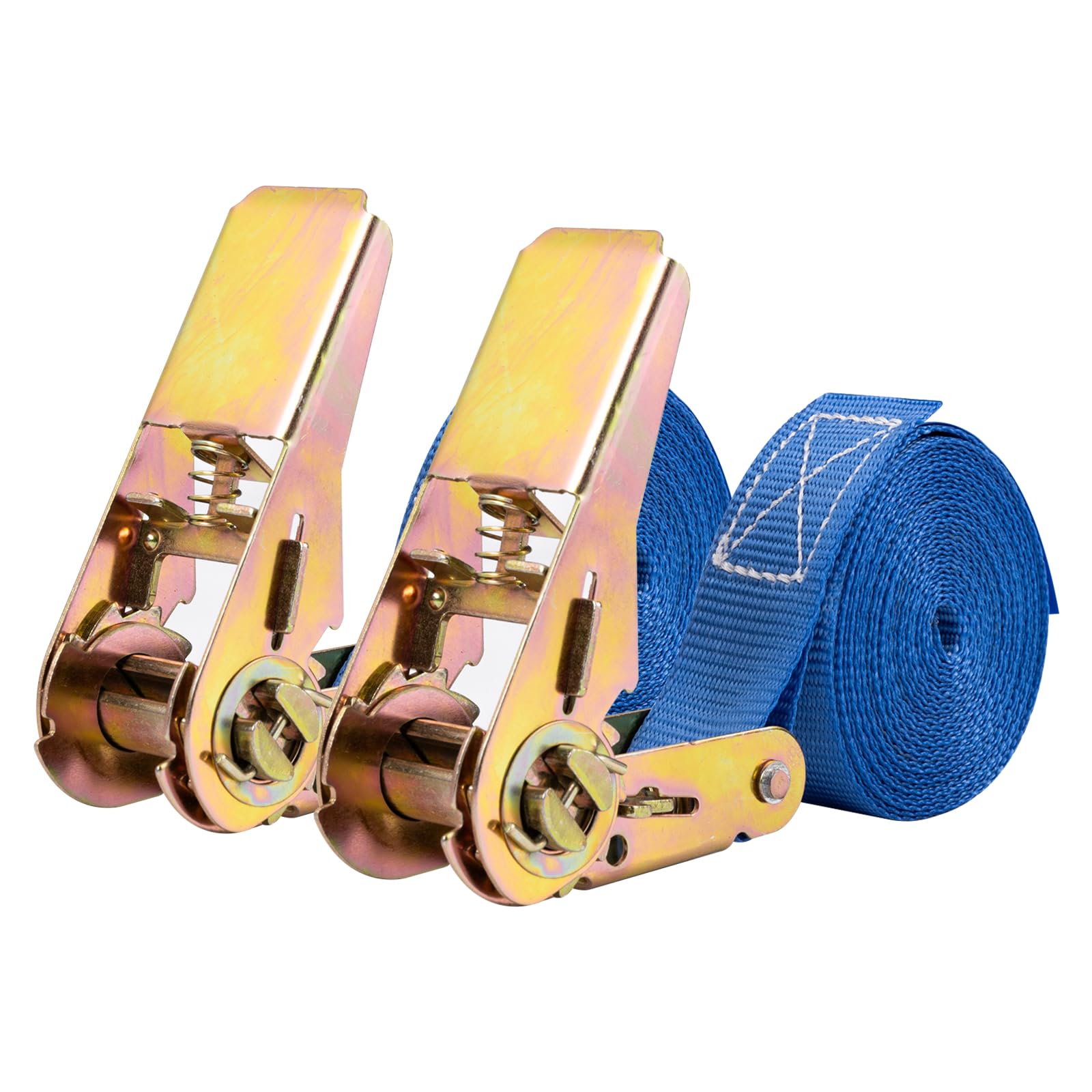 Lashing Straps with Ratchet 4 m, Robust Lashing Straps with Ratchet Straps for Material Transport, Motorcycle, Bicycles, Moving, Luggage Packages, Camping (Pack of 2, Blue)
