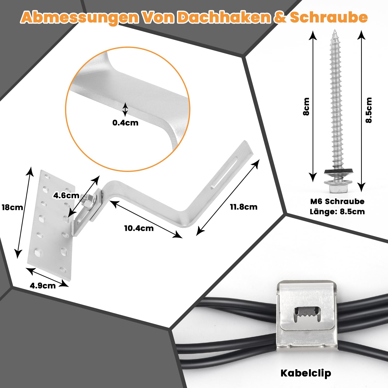 Supporto per pannello solare per tetto in mattoni per 2 moduli, profilo in alluminio da 300 mm e gancio per tetto fotovoltaico, supporto solare regolabile, pannelli solari spessi 30-45 mm, set di