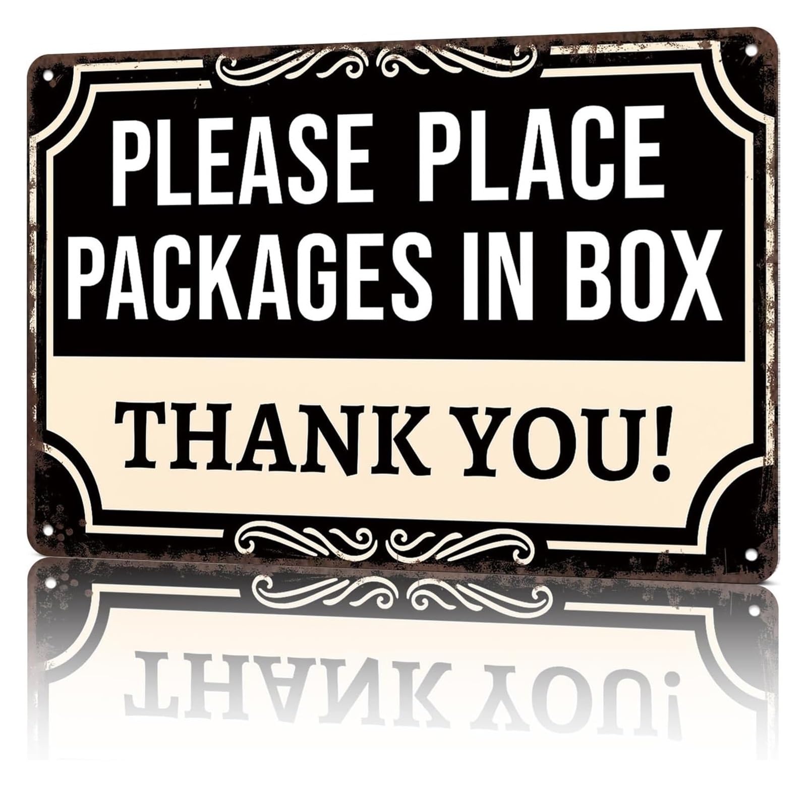EKFBQBGW Vintage Industrial Metal Sign for Package Drop Off Tin Wall Plaque Directional Decor for Porch Mailroom Foyer Office Rustic 8 X 12 in
