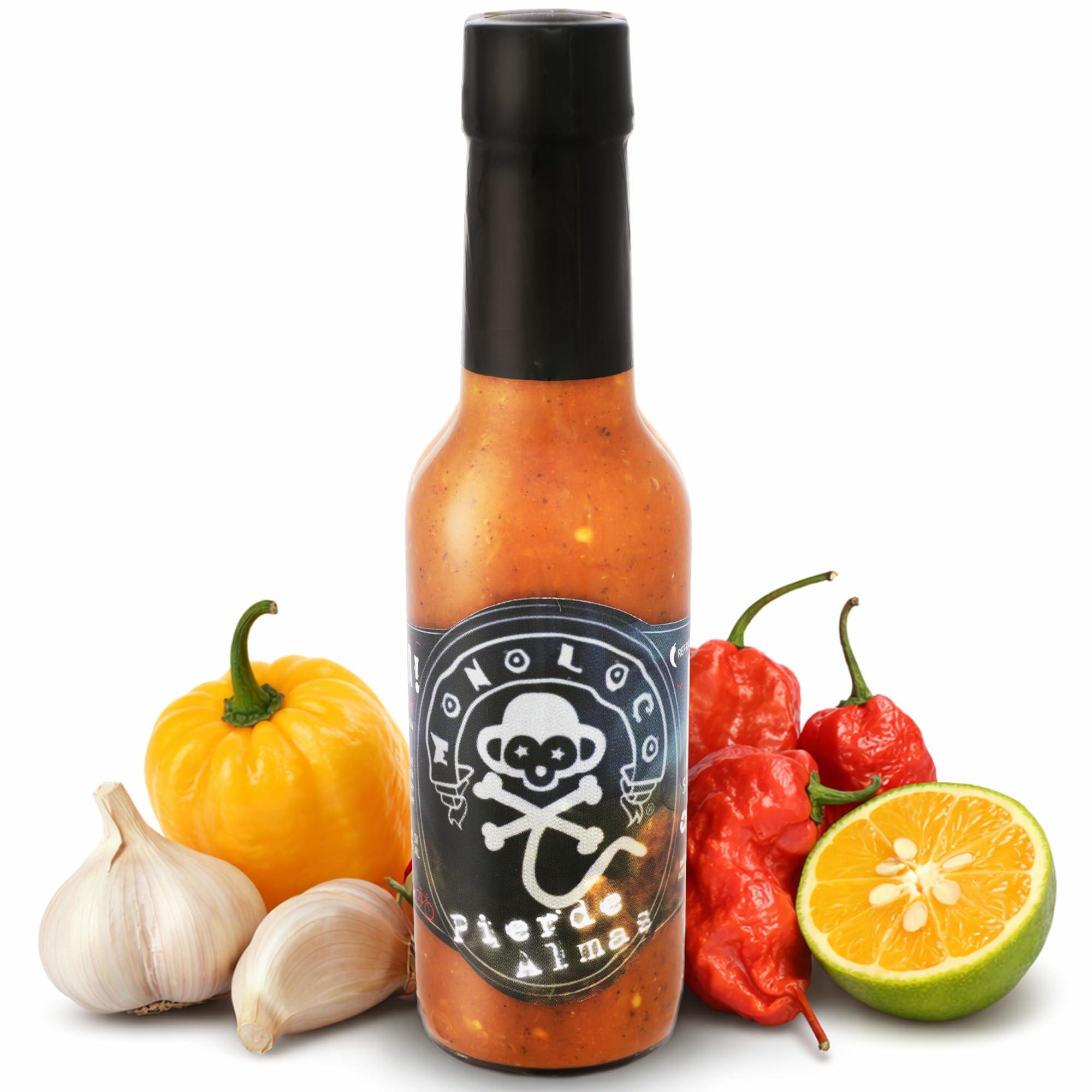 Monoloco Hot Green Sauce Vegan Gluten-Free with Jalapeño, Panamenian Scotch Bonnet Peppers, Green Onions, Coriander and Garlic, Costa Rica Medium Spicy Sauce Pierde Almas, Pack of 1 (150ml / 5oz)