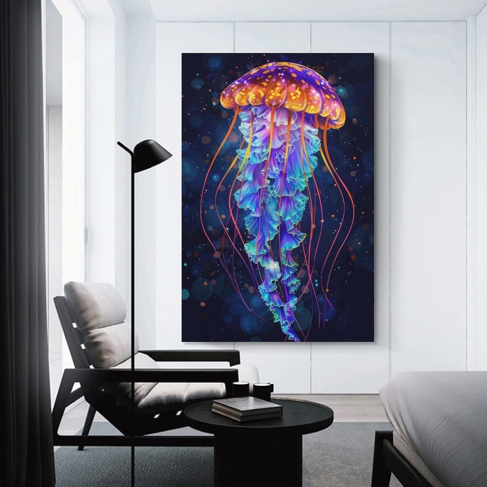 Junmoney Unframe-Style-22 Wall Picture Print Neon Jellyfish, 20X30inch(50X75cm), For Feature Walls In Flats Or Modern Rooms, An Easy Match For Collected Prints