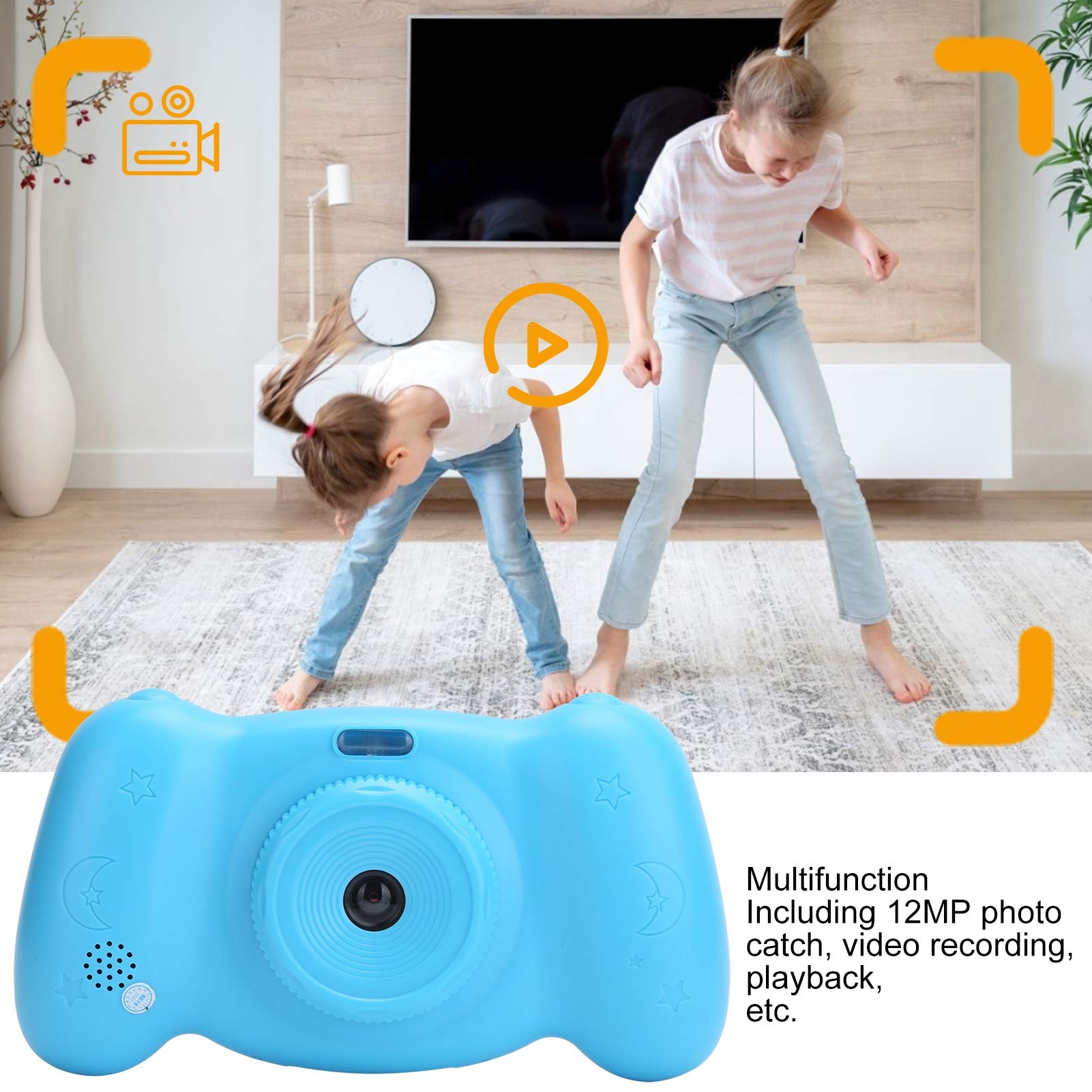 Cyfrowa kamera wideo, dziecięca kamera wideo 12Mp Zdjęcia na urodziny na Boże Narodzenie na Święto Dziękczynienia dla dzieci(blue)