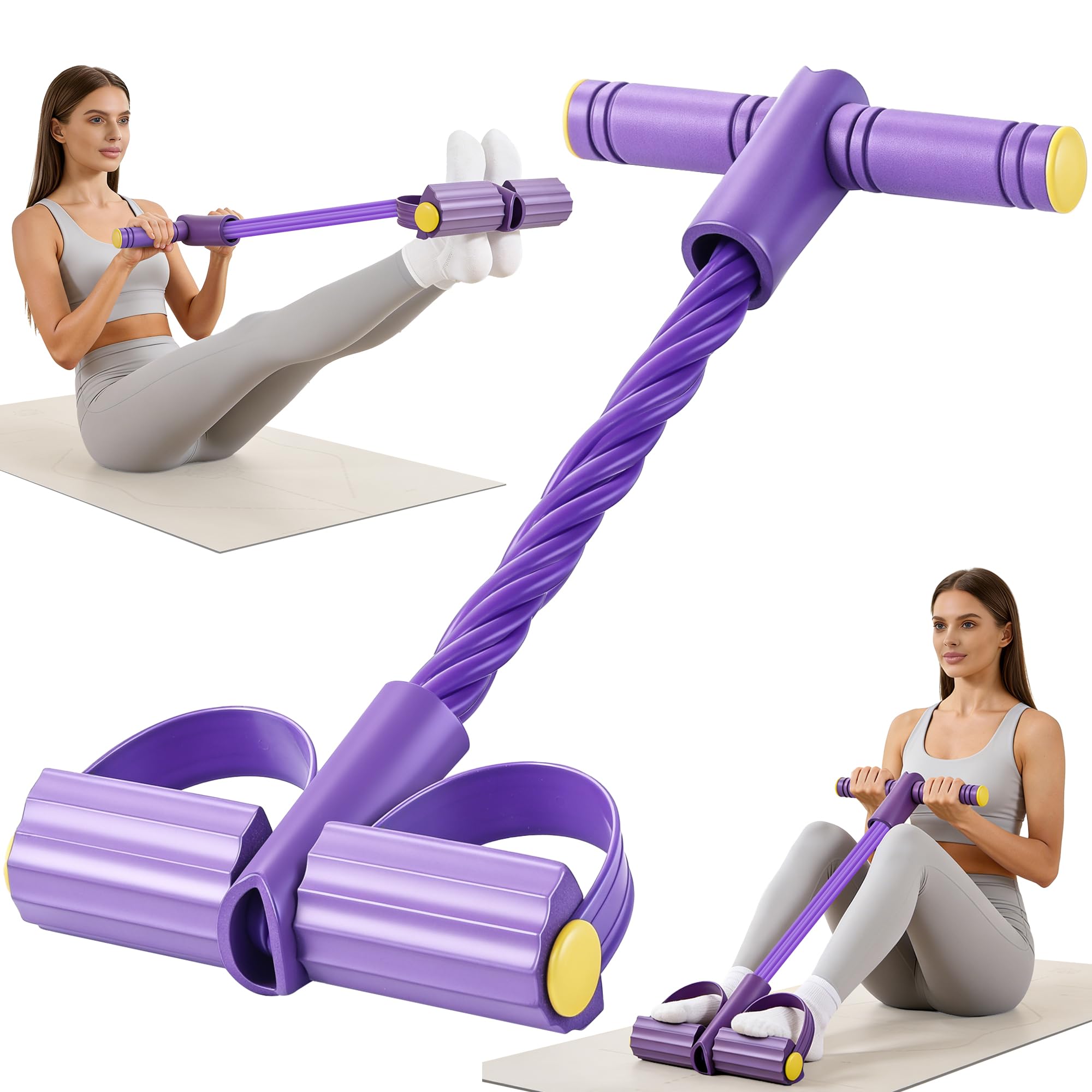 Photo 1 of Upgraded Pedal Resistance Band with Handle, Soft Durable Fashion Puller Exercise with Thickened 6 Tension Ropes, Tube Pedal Resistance Device for Abdomen, Waist, Arm, Leg, Core/ABS (Purple)