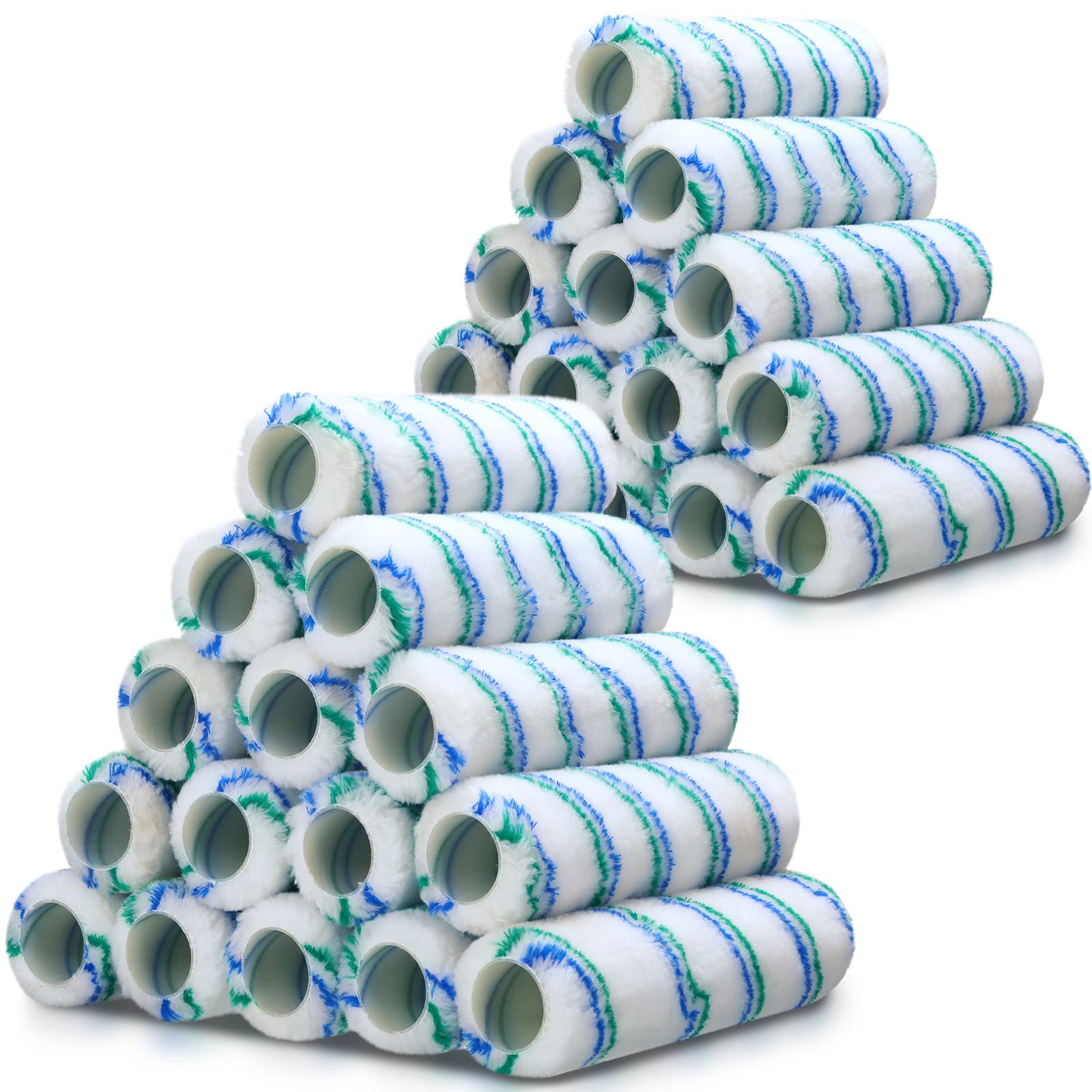 Lot de 24 housses de rouleau de peinture en polyester de 22,9 x 1,9 cm pour peinture, murs, plafonds, fournitures de peinture d'intérieur (vert, bleu)