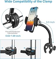 Vista 5 de Soporte de teléfono para cochecito de bebé, soporte de teléfono flexible para bicicleta, scooter, bicicleta de ejercicio, cinta de correr