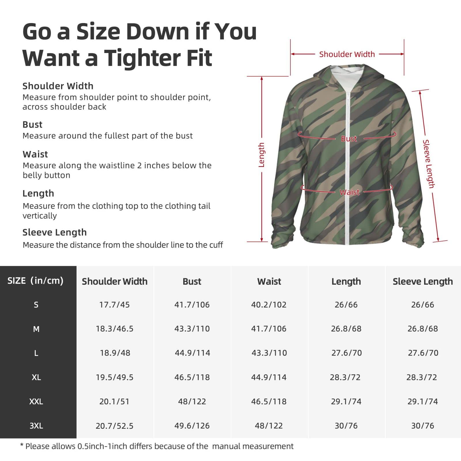errtavt Camouflage Green Camo Sun Protection Hoodie Women's Long Sleeve Uv Shirts Jacket Hooded for Hiking Outdoor Small