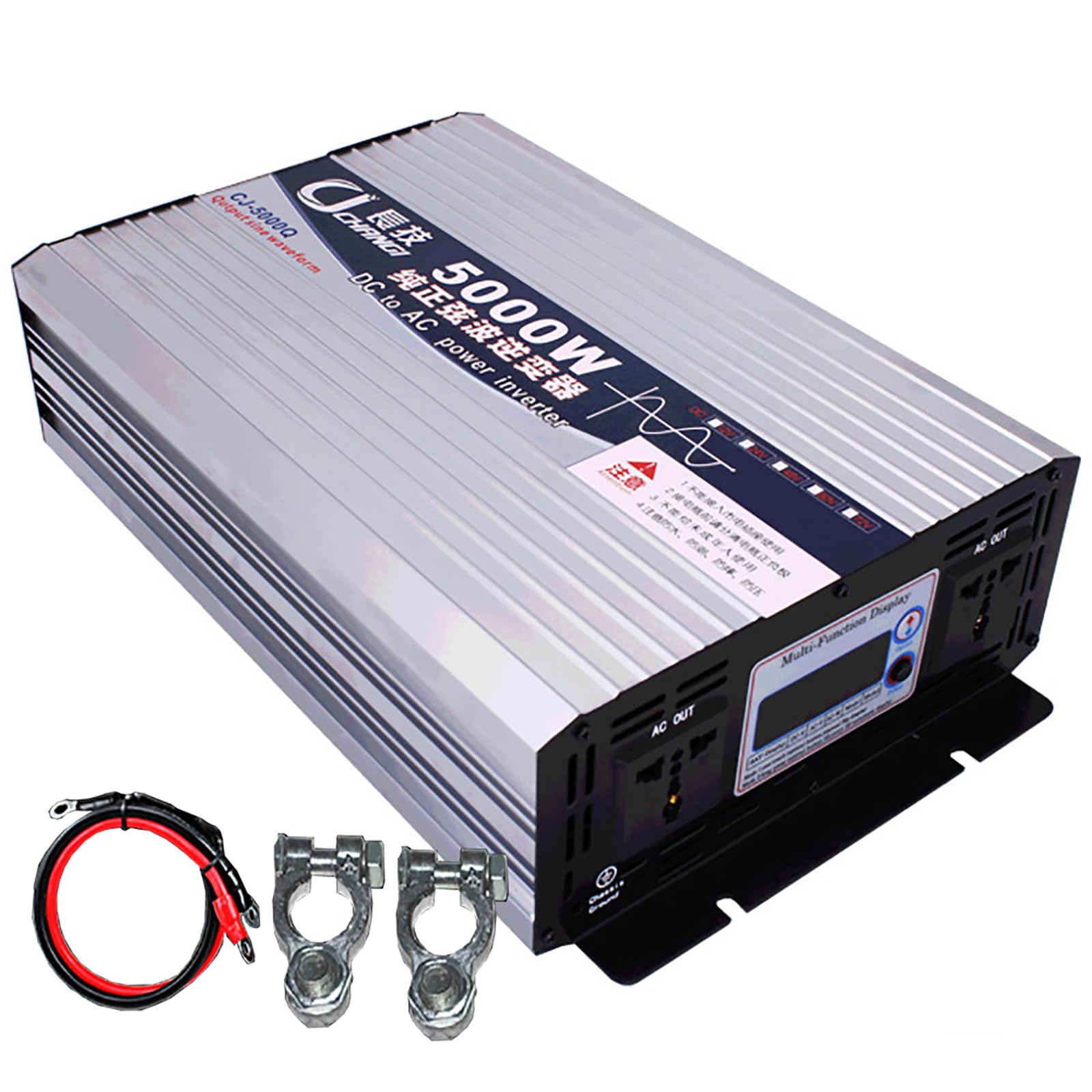 Inverter a onda sinusoidale pura (3000-6000W), 12/24 / 48/60 / 72V - 220V, trasformatore di potenza, schermo LCD + protezioni multiple, con cavo batteria,12V-6000W