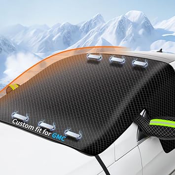 Custom fit for GMC Windshield Snow Covers, 8 Layers WAaterproof Windproof Protection, Frost Defense, Ice, Snow, Sun, Designed for GMC Accessories for GMC Canyon