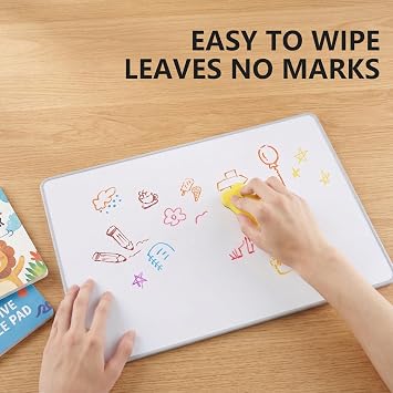A3 Whiteboard with White Board Pens and Erasers | Dry Wipe Small Whiteboard With Grey Edging, Smooth Double-Sided Writing Surface, Suitable Kids Notice Home Office School