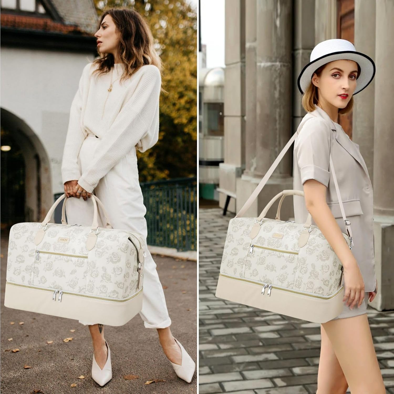 Weekender Bag for Women, Travel Duffel Bag Carry On Overnight Bag with Shoe Compartment Large Nylon Travel Weekend Tote Bag - Image 7