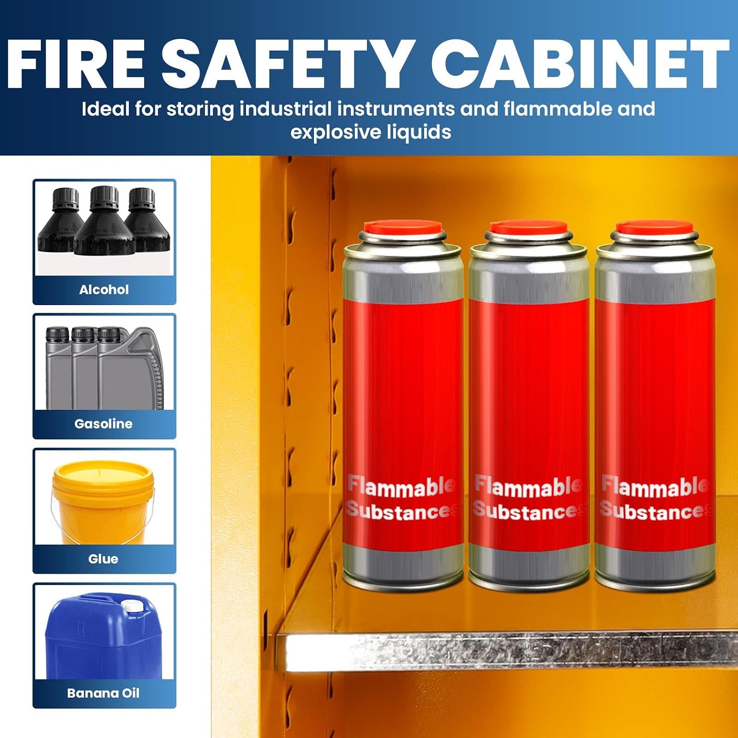 Flammable Safety Cabinet, 30 Gallon Flammable Storage Cabinet, 44.1" H x 42.91" W x 18.11" D Galvanized Steel with Adjustable Shelf for Garage and Workshop