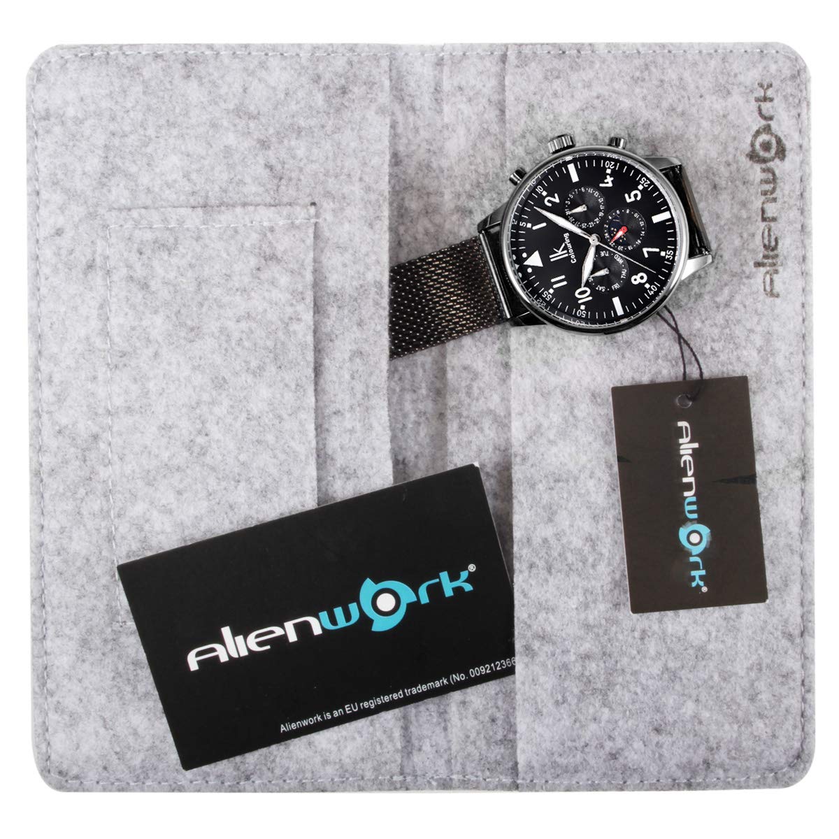 Alienwork IK Reloj Automático Hombre Mujer Cronógrafo Banda de Malla