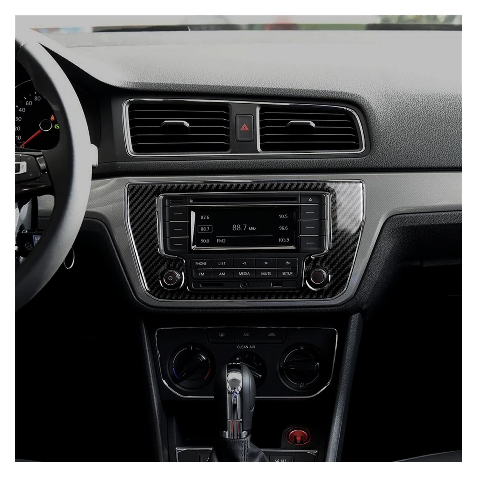 Nawigacja wnętrza samochodu z włókna węglowego wykończenie panelu gps kalkomania pasuje do Volkswagen Lavida 2015 2016 Auto akcesoria do wykończenia straż zestawy naklejek
