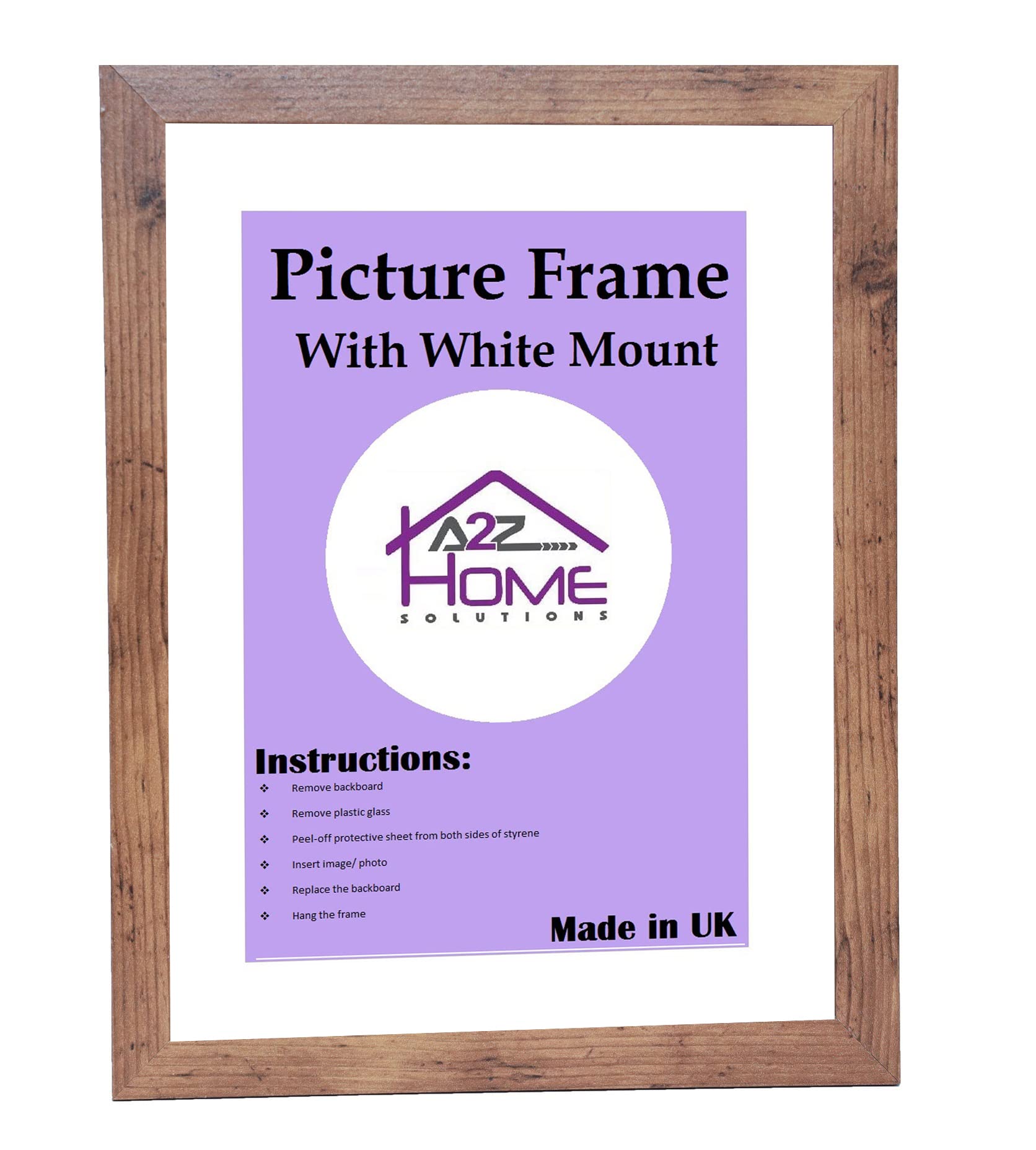 A2Z Home Solutions® Wall Poster Picture Frame With Mount to Hang Portrait or Landscape Art Gallery Rustic Photo Frame With White Mount- 45x55 cm Pic Size 35x45 cm