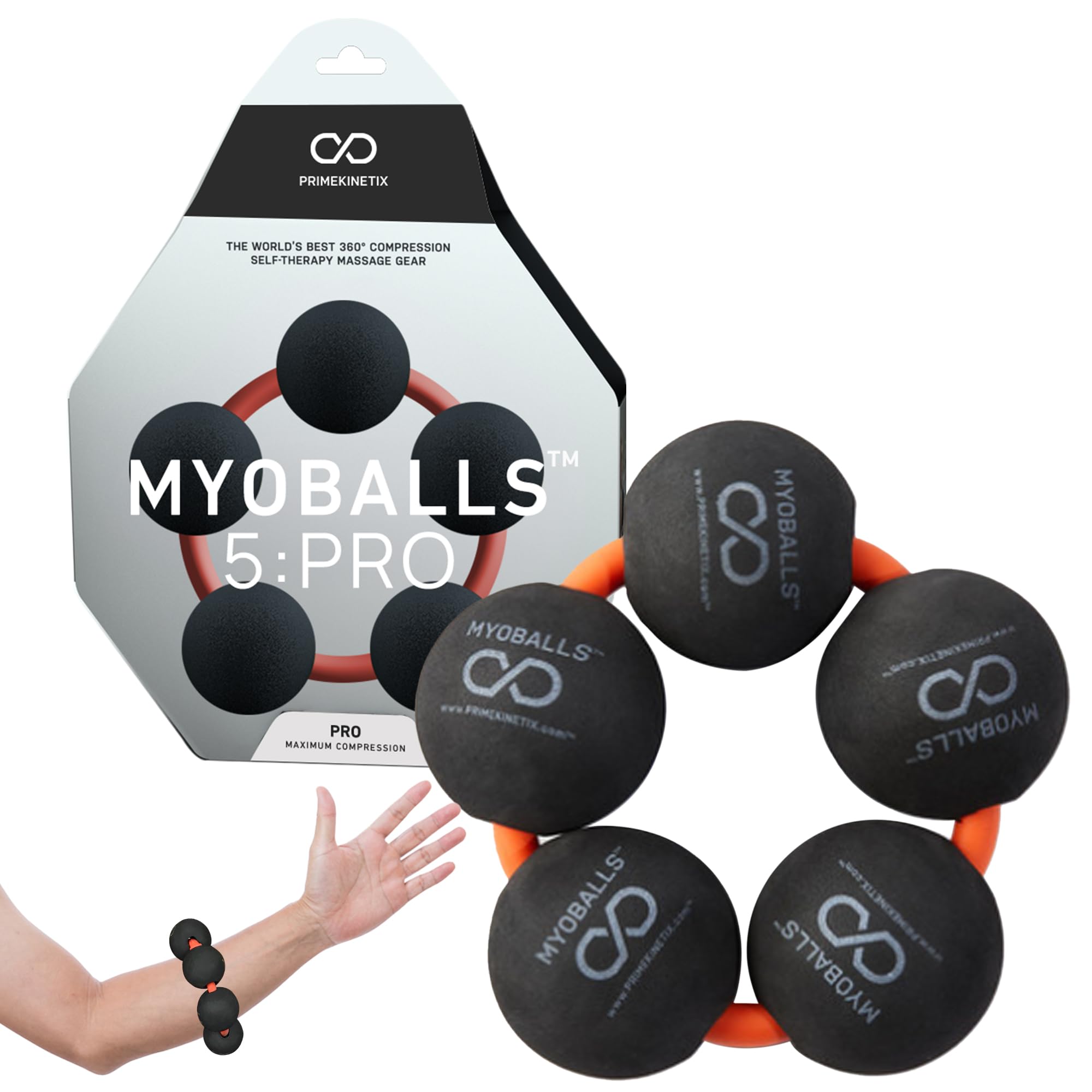 PRIMEKINETIX MyoBalls PRO - 360° Foam Roller Balls for Men & Women - Trigger Point Therapy - Plantar Fasciitis, IT Band, Tennis Elbow Relief