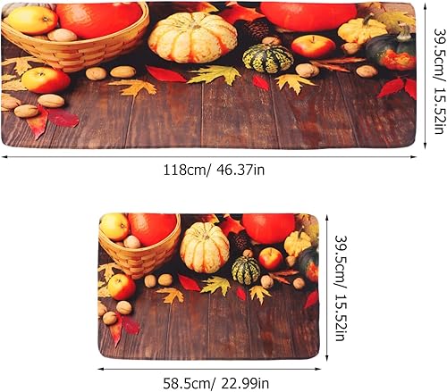 Miniatura 3 de Didiseaon Alfombra decorativa de otoño, 2 unidades, tapete de calabaza, tapete de piso de cocina, cojín de piso de Acción de Gracias, tapete para el