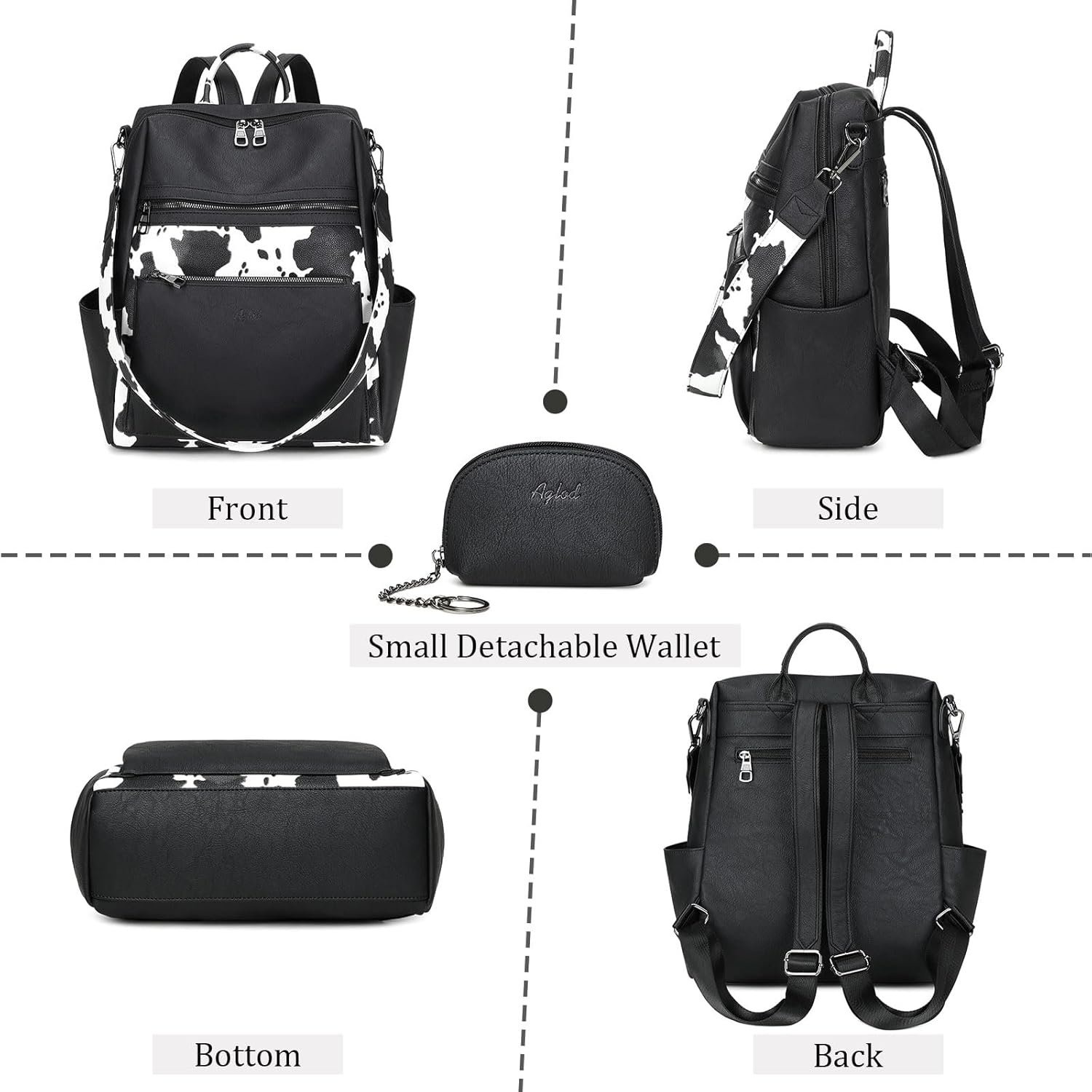 Leather Backpack Purse for Women Designer Ladies Shoulder Bag Fashion Faux Work Travel Handbags - Image 5