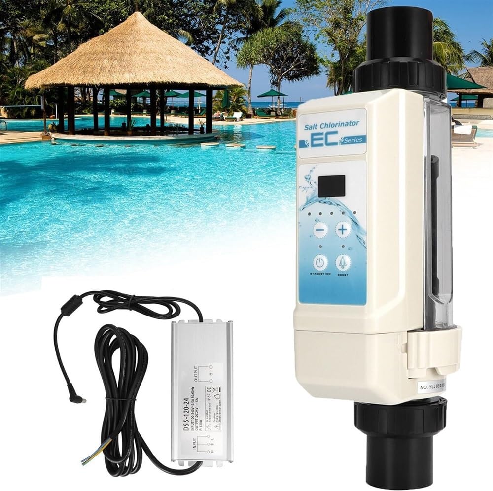 Sistema de cloración para Piscinas de Agua Salada, Piscina de Agua con clorador salino de Limpieza automática, Sistema generador de Cloro salino electrolítico para Piscina, Piscina