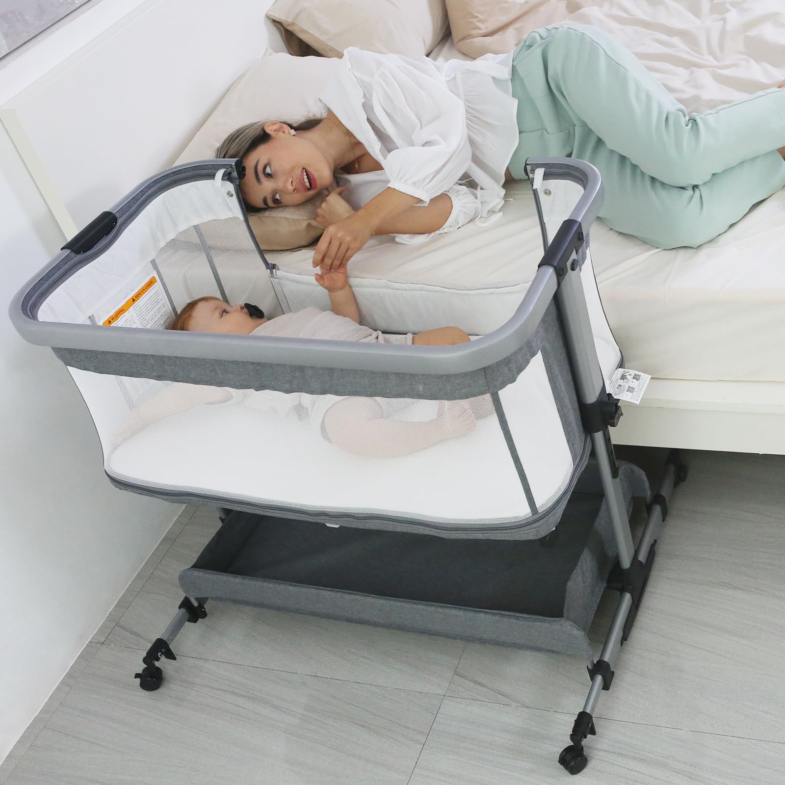 Sunchildor 3 in 1 Baby Bassinet | Bedside Sleeper, Adjustable