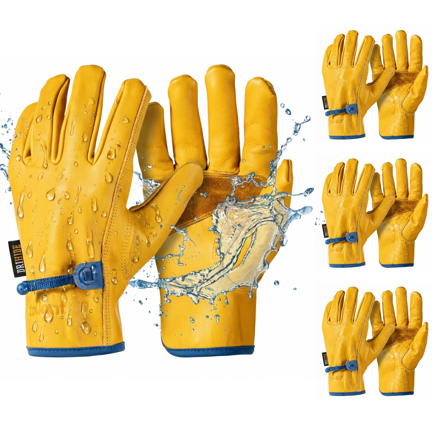 toolant DRIHIDE Leather Work Gloves, Water Resistant Top Grain Cowhide, Durable & Comfortable for Gardening, Ranching