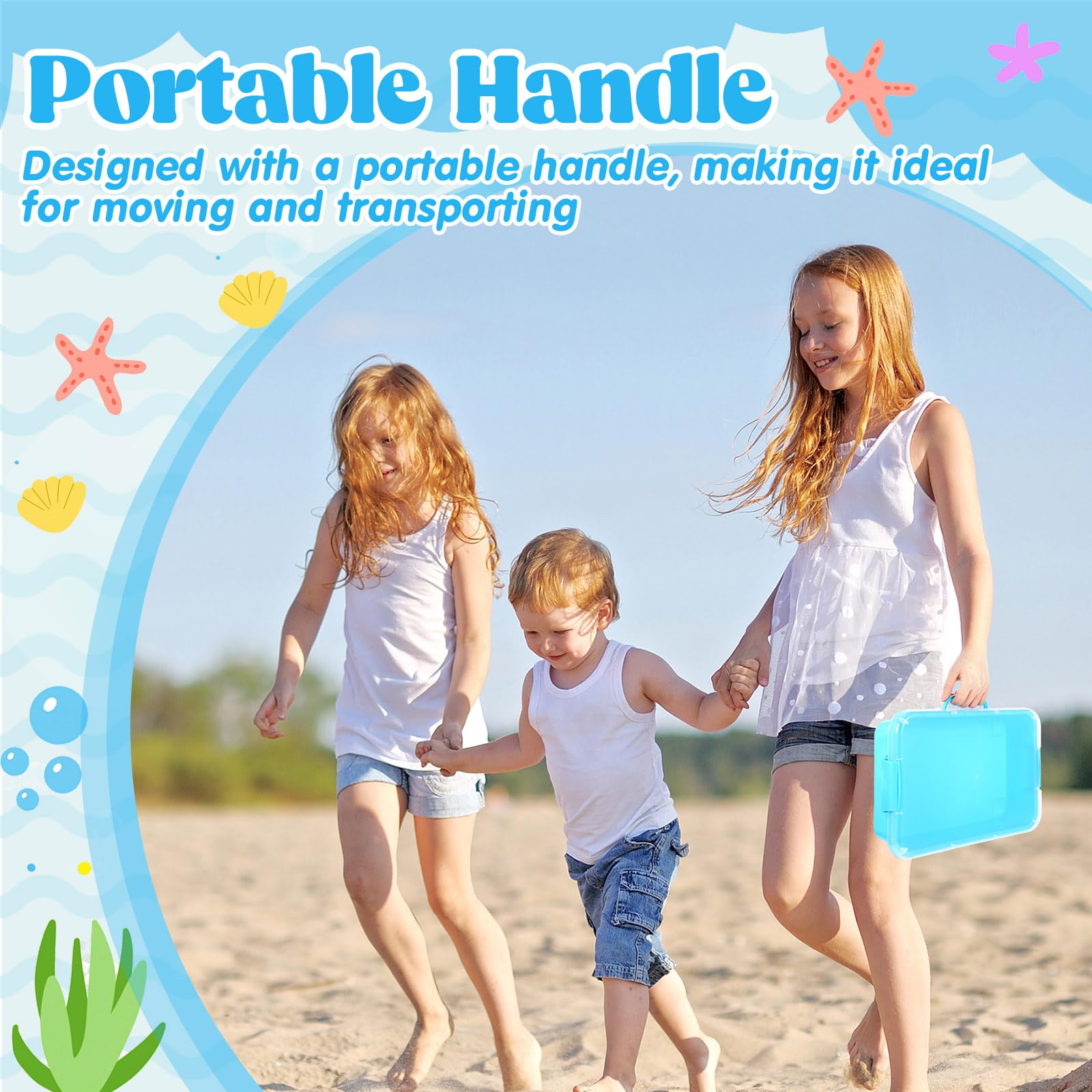 Blosssound 15 Inch Portable Sensory Bin Tray with Lid Plastic Sand Tray with Lid Sandbox Plastic Sandbox Fill Water, Sand, Beads and More - Image 5