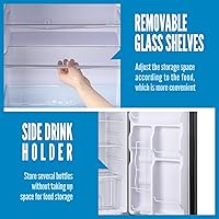 Vista 8 de WANAI Large Capacity Fridge with Freezer, 5.0 CU.FT Refrigerator with 2 Door & 7 Gear Mechanical Control & Side Bottle Rack, LED Light, Ideal for