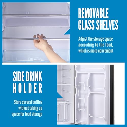 Miniatura 8 de WANAI Refrigerador de gran capacidad con congelador, refrigerador de 5.0 pies cúbicos con control mecánico de 2 puertas y 7 engranajes y estante