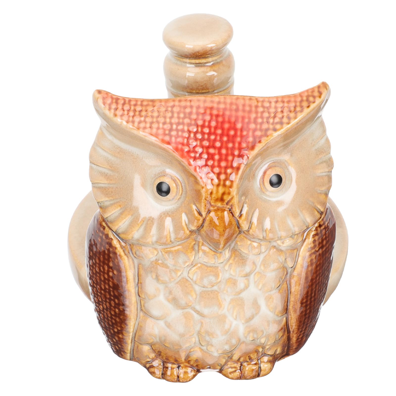 Portarotolo Carta Gufo in Ceramica Rosso, Design Creativo | Piantana Semplice, Forma a Gufo, Pratico Supporto Verticale, Anti-ribaltamento
