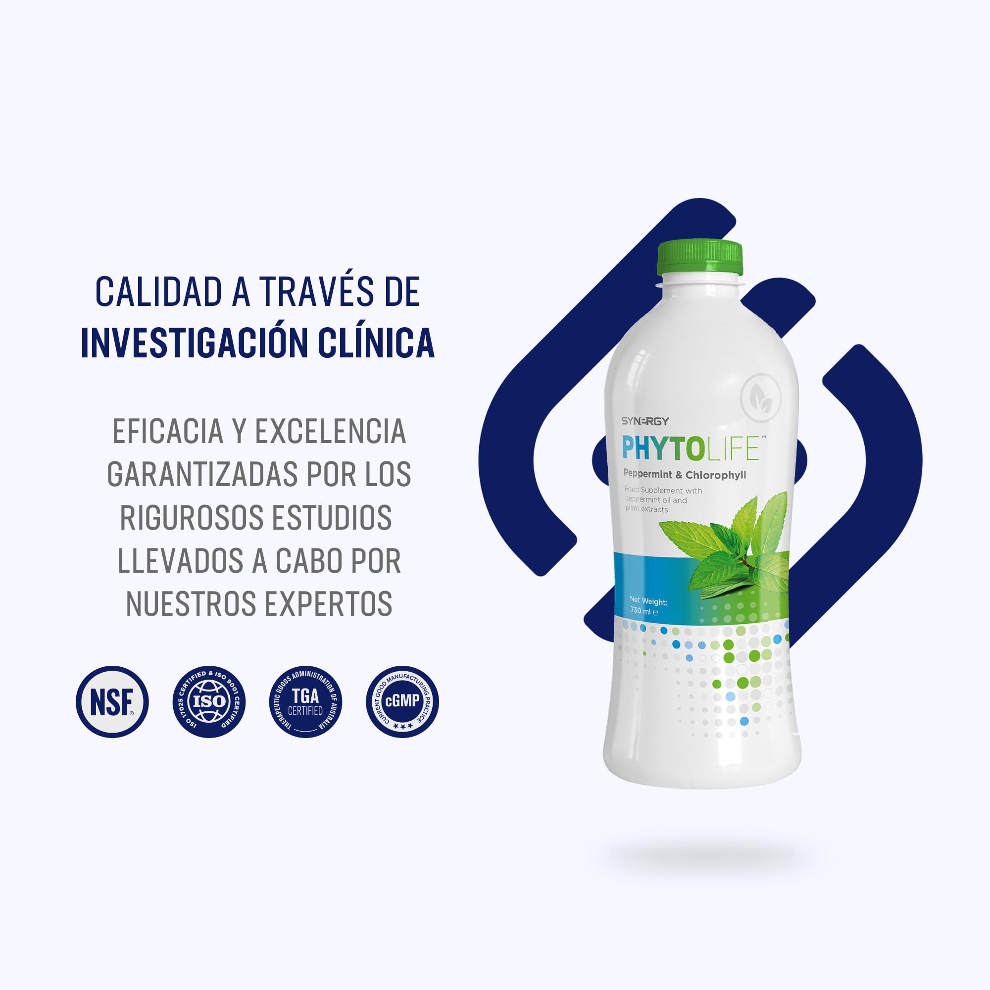 Synergy Worldwide Phytolife 730ml | Complemento Alimenticio Líquido de Clorofila, Aceite de Menta y Extractos de Plantas | Favorece la Salud Digestiva e Intestinal | 48 porciones