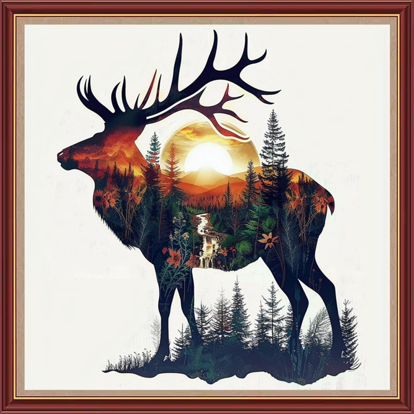 Fanxvivy Stamped Cross Stitch Kits for Beginners Full Range of Cross Stitching Preprinted Embroidery Kits for Adults, 11CT Embroidery Pattern Needlepoint Kits-Abstract Elk 18x18 inch