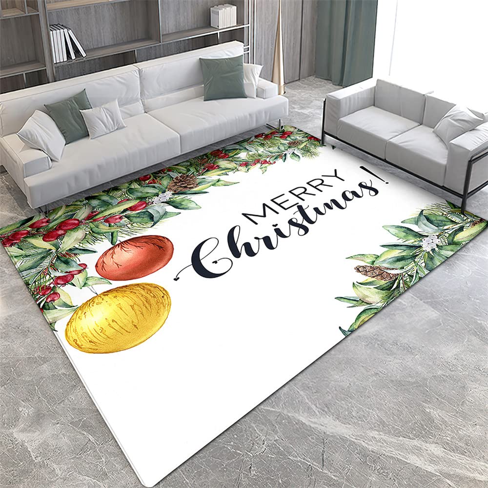 Morbuy Vloerkleed voor woonkamer, flanel, zacht, laagpolig tapijt, 3D- kerstdecoratie, indoortapijt, wasbaar, antislip, kruipmat voor kinderkamer, slaapkamer, 100 x 150 cm, boomhuis