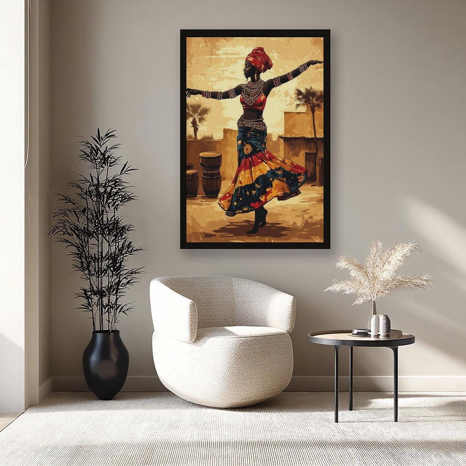 LXWNZE Malian Bambara Dance, poster su tela tradizionale africano festival decorazione camera da letto paesaggio ufficio camera da letto decorazione regalo 40,6 cm L x 61 cm W