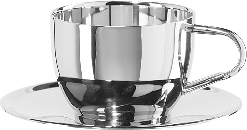 Miniatura 8 de Oggi Tazas de café aisladas de 6 onzas  Platillo incluido  Taza de café o té con tecnología de acero inoxidable de doble pared con elegante acabado