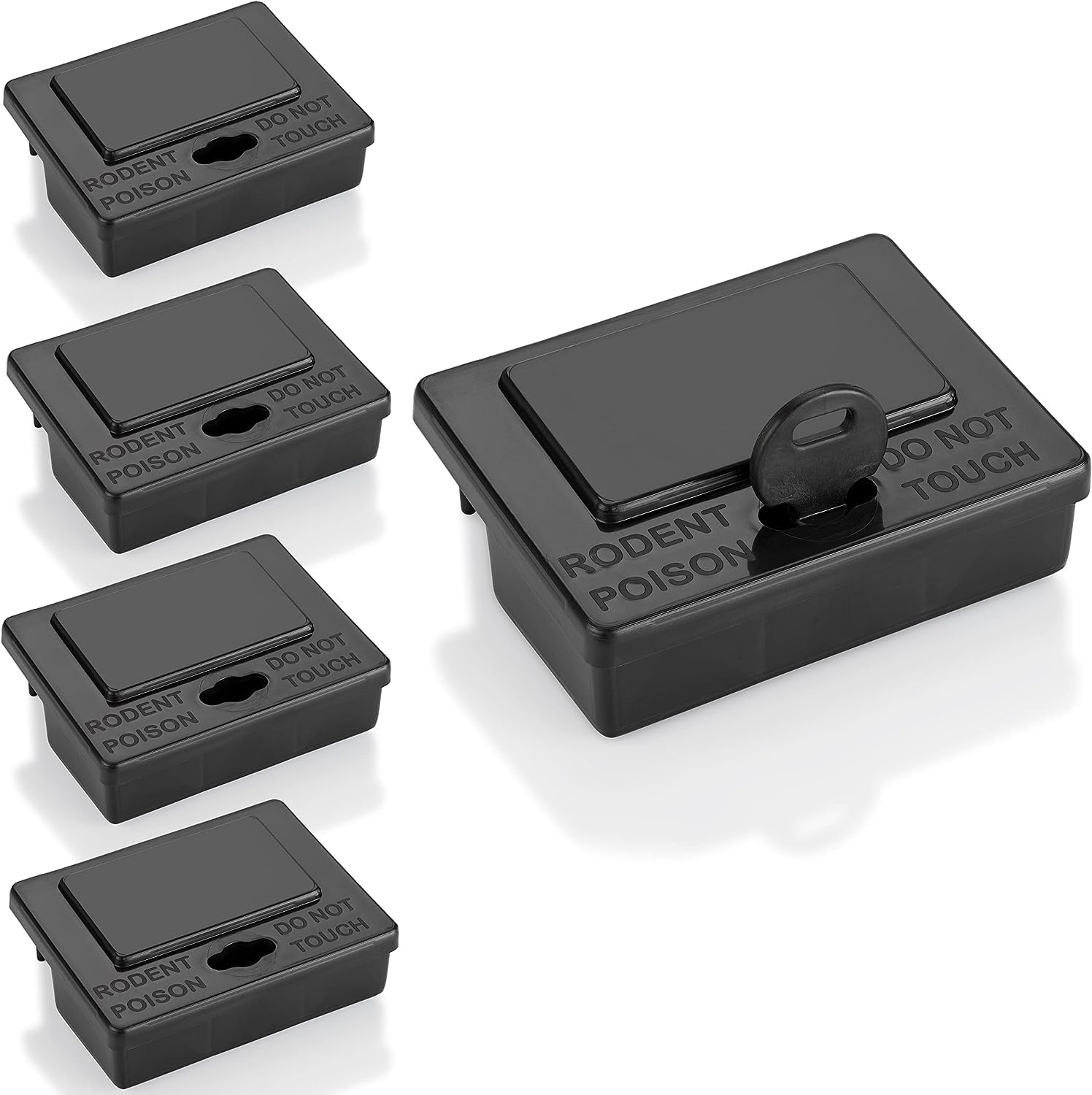 Set Köderbox für Mäuse I Sichere Mäuseköderbox für Mäusegift I Köderstation zum Auslegen von Mäuseköder I Wühlmaus, Maus effektiv im Garten bekämpfen (5, schwarz) (5)