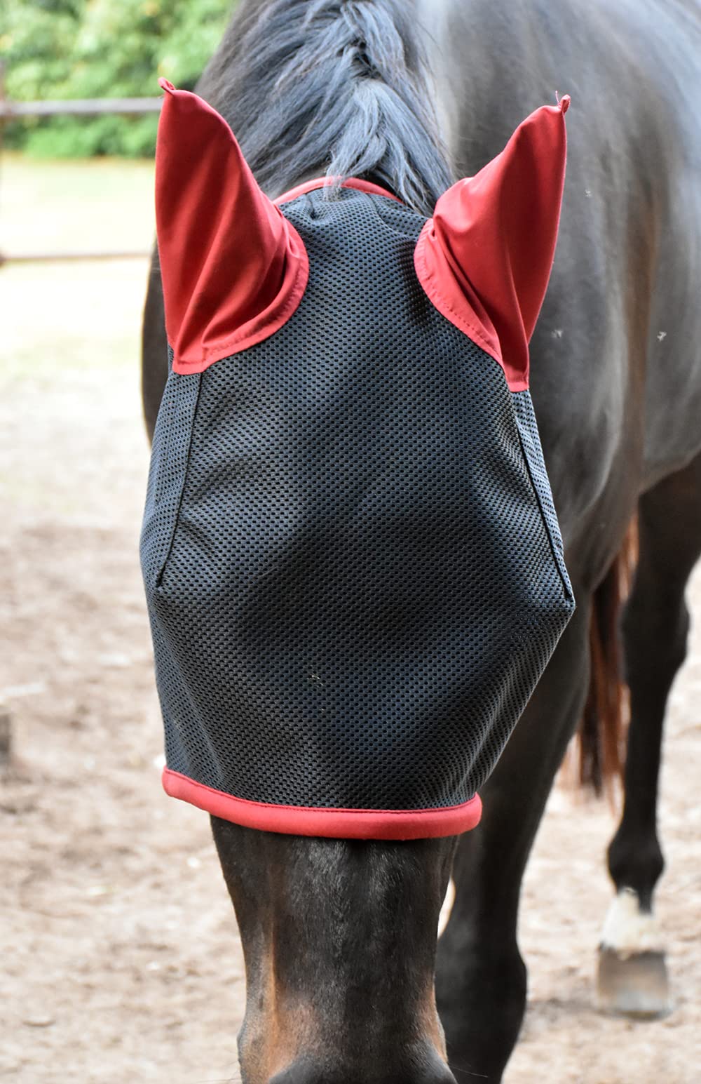 LOVEHORSES Robusta maschera per Insetti “FLYWING” - Rete certificata Standard 100 di Oeko-Tex - Protezione Perfetta dagli insetti per i cavalli in box ed in paddock. (XLARGE/XFULL, BORDEAUX)
