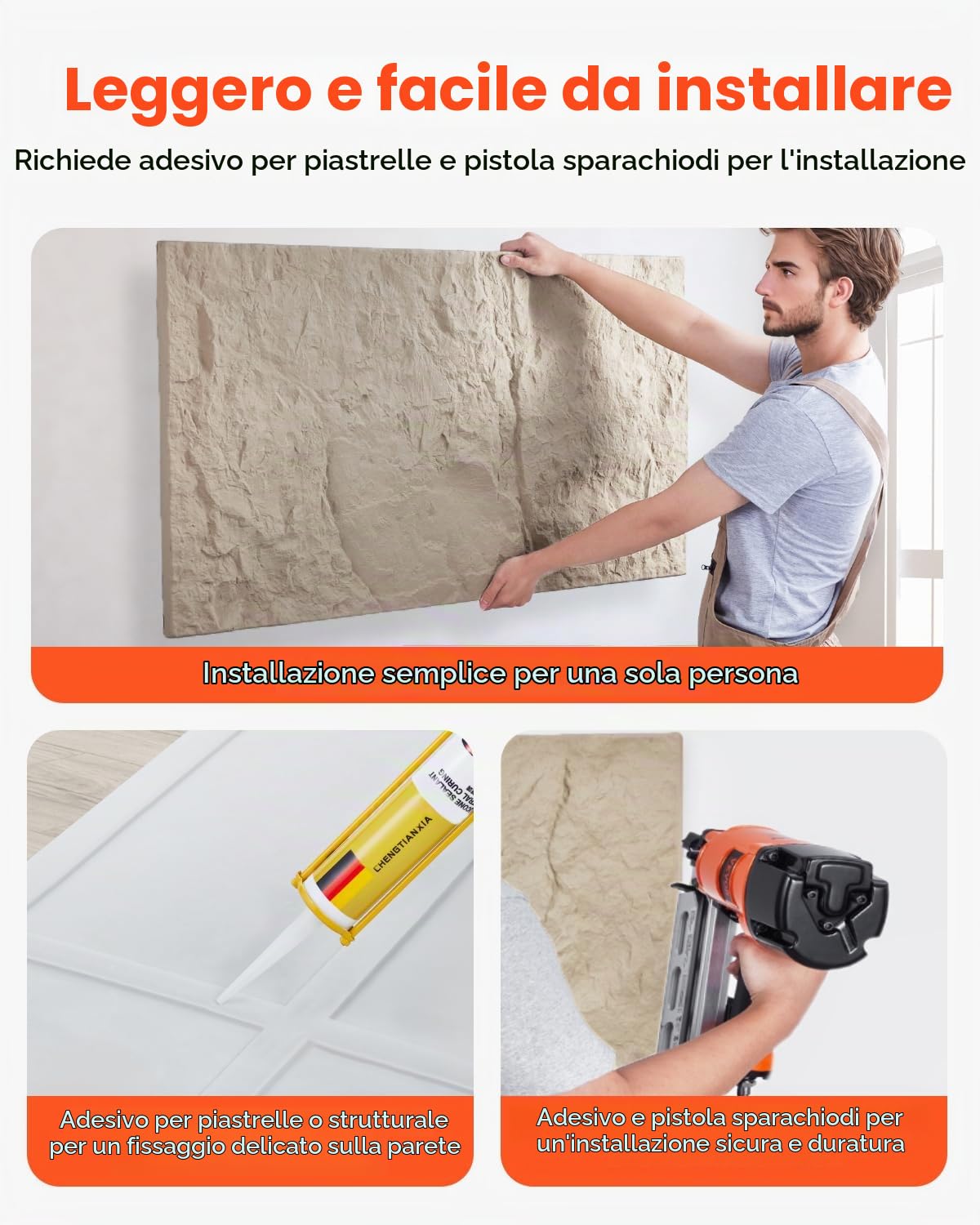 VEVOR Pannelli da Parete 3D, 4 Pezzi 1200 x 600 x 30 mm PU Piastrelle Artistiche da Parete Imitazione Pietra Naturale, Pannello da Parete Decorativo, Decorazione Interni, Pietra Gialla