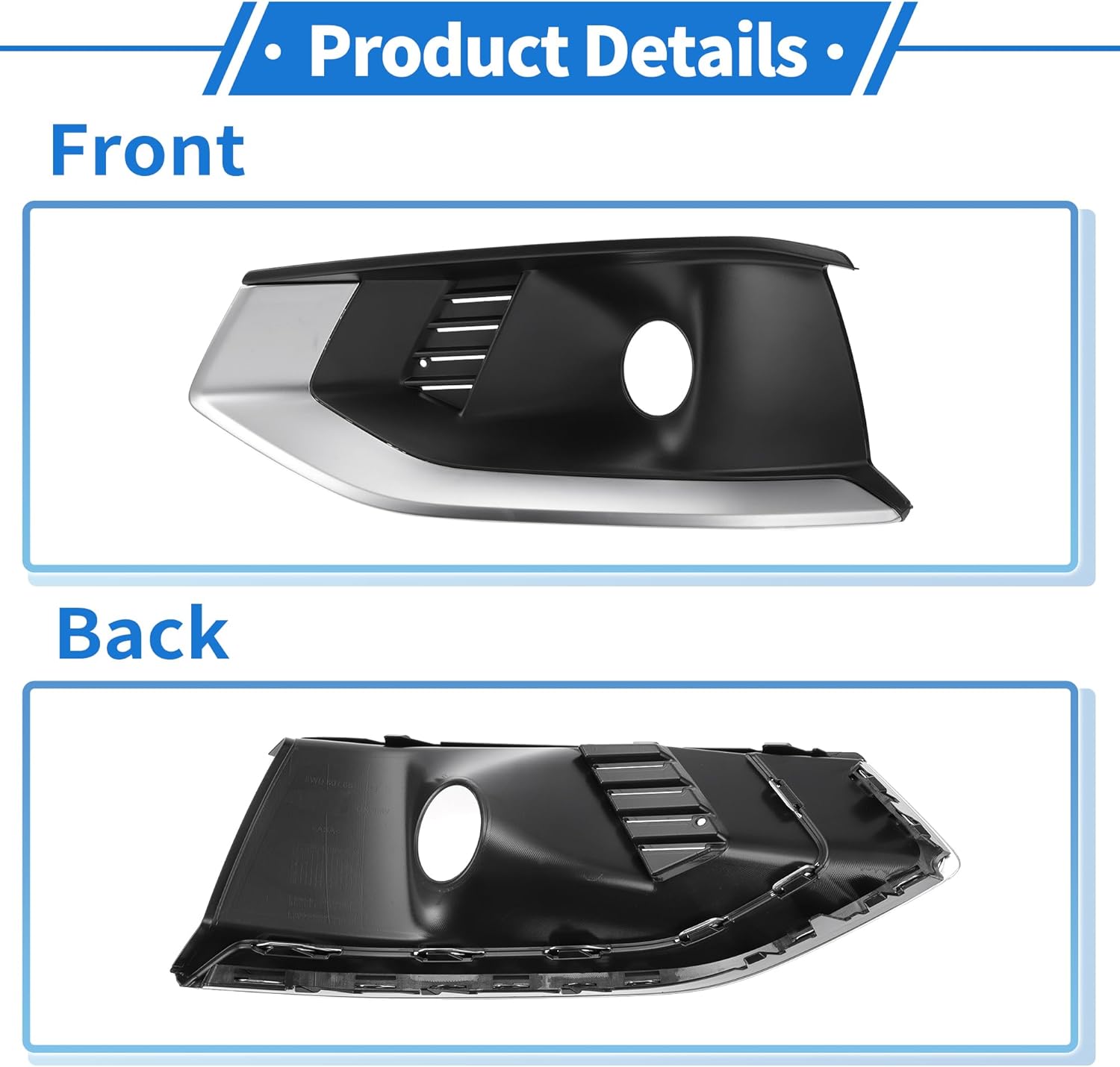 1pc Fog Light Grill for Audi A4L 2020-2022 Durable ABS Black Silver Tone Front Left Front Lower Bumper Fog Light Cover Inserts