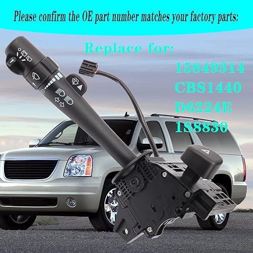 Miniatura 10 de SHERXIBO Interruptor de señal de giro para atenuación de faros delanteros compatible con Chevy Silverado 1500 2500 3500 2015-2018 GMC Sierra 1500