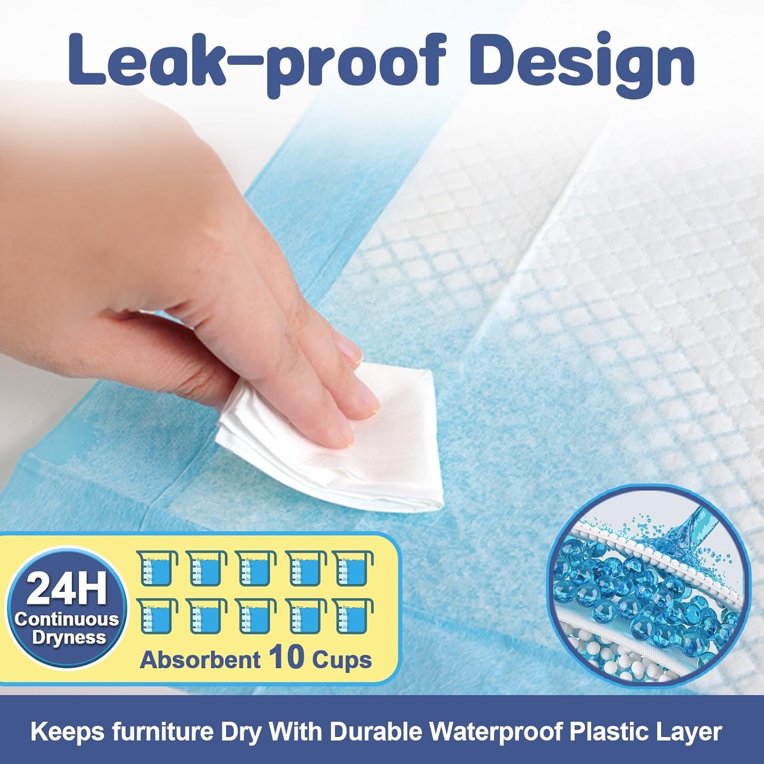 Tear-Resistant Disposable Bed Pads 36" x 36" 50 Count Super Absorbent Underpads, Chux Thicker Extra Large Incontinence Bed Pads, Pee Pads for Adults, Kids, Elderly, Pets - Image 4